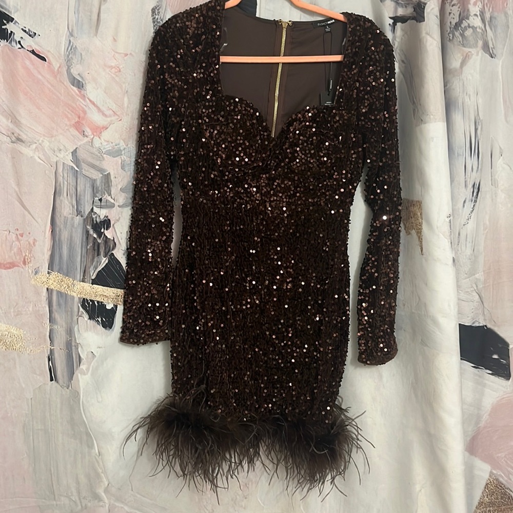 Brown sequence Dress